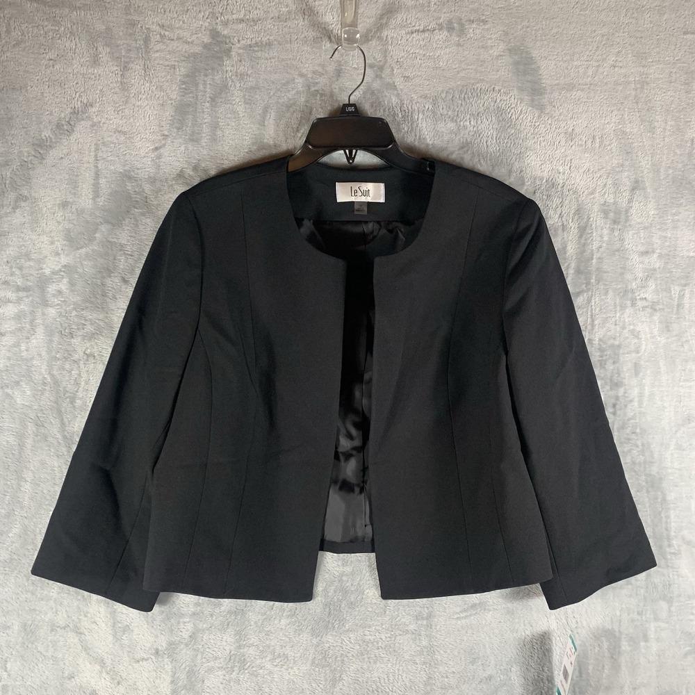 Le Suit Women's Blazer Jacket 16 Black Cropped‎ Career Office Formal NWT